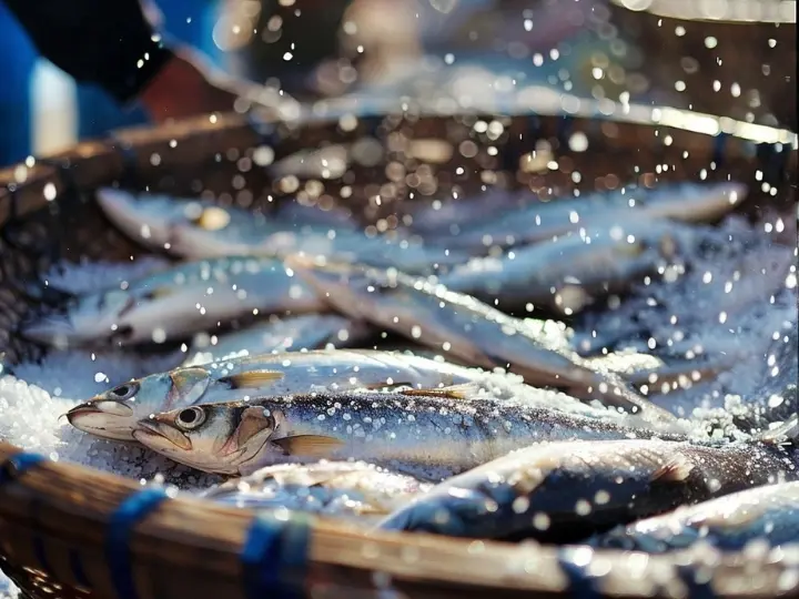 Peixes recém pescados