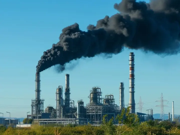 Torres industriais soltando fumaça